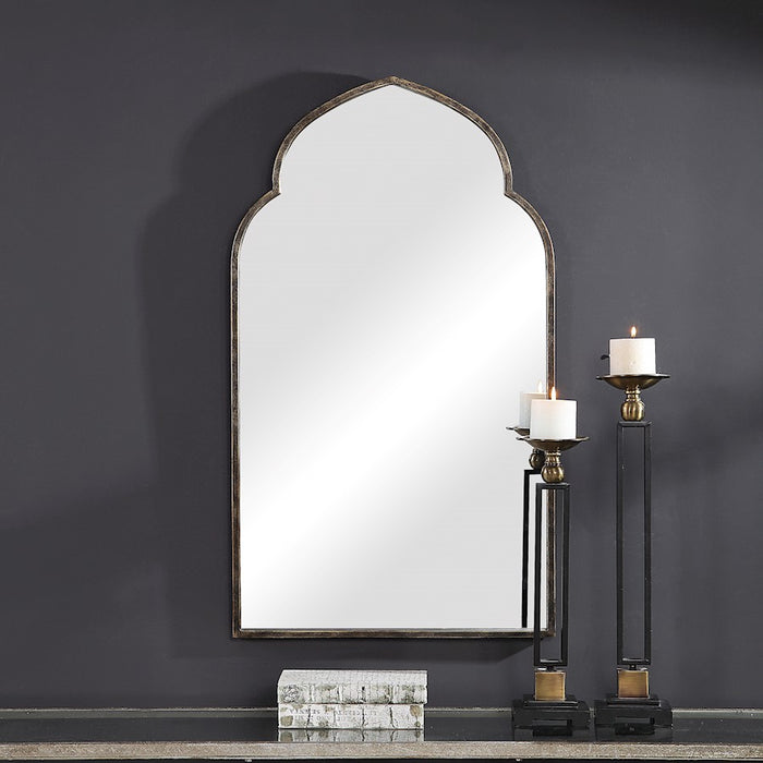 Haus Appeal Othello 38x22in Wall Mirror | Moroccan Dark Bronze & Gold Iron Frame | Entryway & Living Room Accent Mirror | 22 x 38 x 1.25 in| Model W00452