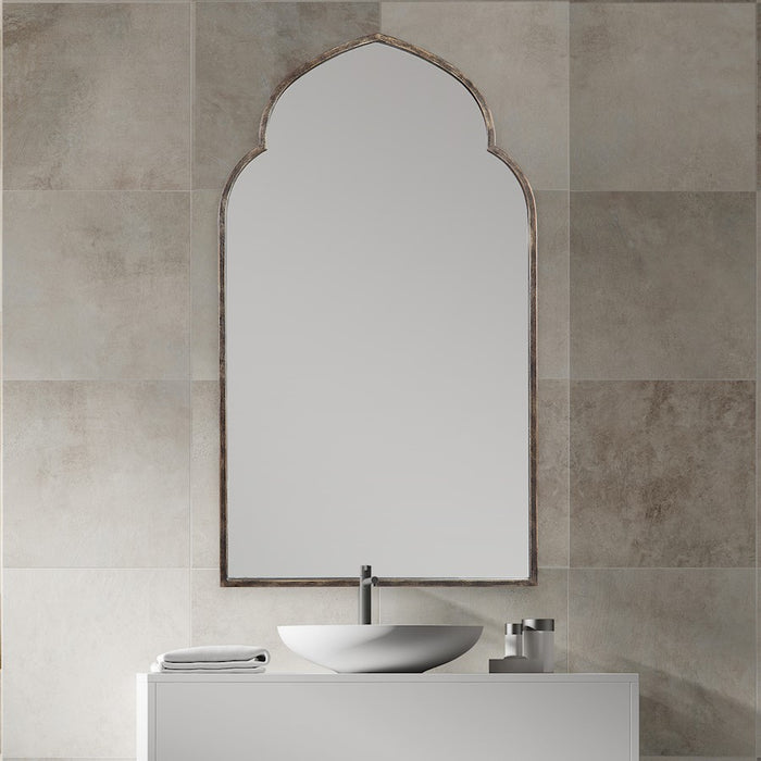 Haus Appeal Othello 38x22in Wall Mirror | Moroccan Dark Bronze & Gold Iron Frame | Entryway & Living Room Accent Mirror | 22 x 38 x 1.25 in| Model W00452