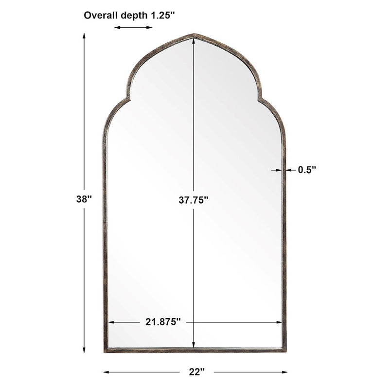 Haus Appeal Othello 38x22in Wall Mirror | Moroccan Dark Bronze & Gold Iron Frame | Entryway & Living Room Accent Mirror | 22 x 38 x 1.25 in| Model W00452