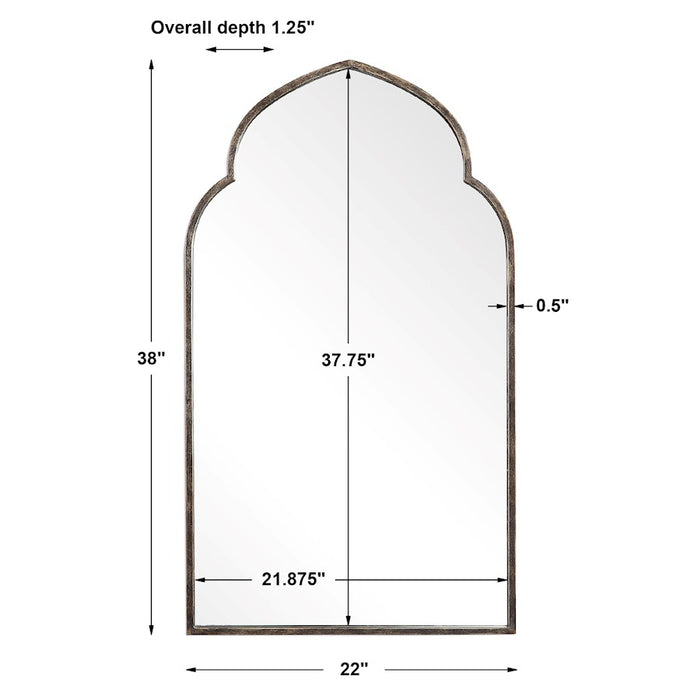 Haus Appeal Othello 38x22in Wall Mirror | Moroccan Dark Bronze & Gold Iron Frame | Entryway & Living Room Accent Mirror | 22 x 38 x 1.25 in| Model W00452