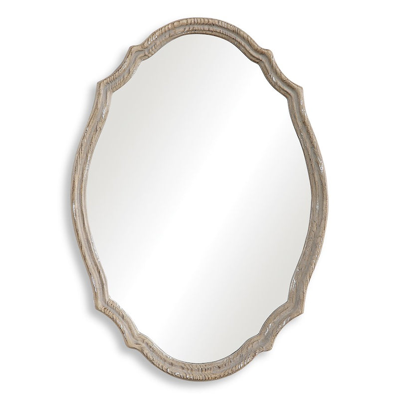 Haus Appeal Harriet 24x34in Wall Mirror | Resembles Natural Wood with Light Ivory Distressing | Entryway & Powder Room Mirror| 24 x 34 x 1.5 in | Model W00456