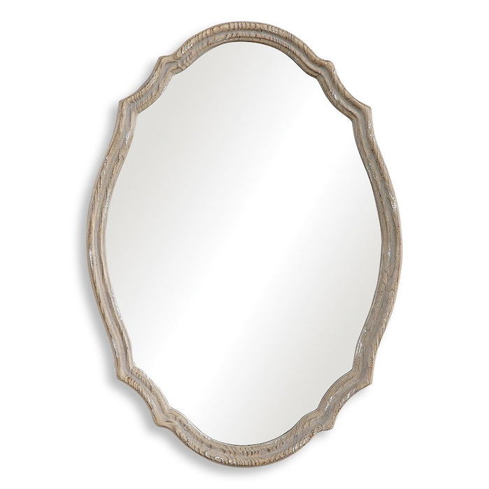 Haus Appeal Harriet 24x34in Wall Mirror | Resembles Natural Wood with Light Ivory Distressing | Entryway & Powder Room Mirror| 24 x 34 x 1.5 in | Model W00456