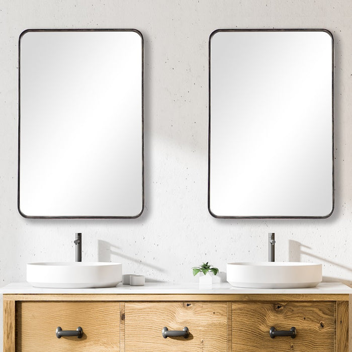 Haus Appeal Georgia 36x24in Wall Mirror | Dark Bronze & Gold Metal | 36.12 x 23.88 x 1.38 in, Vertical or Horizontal Mount | Model W00460