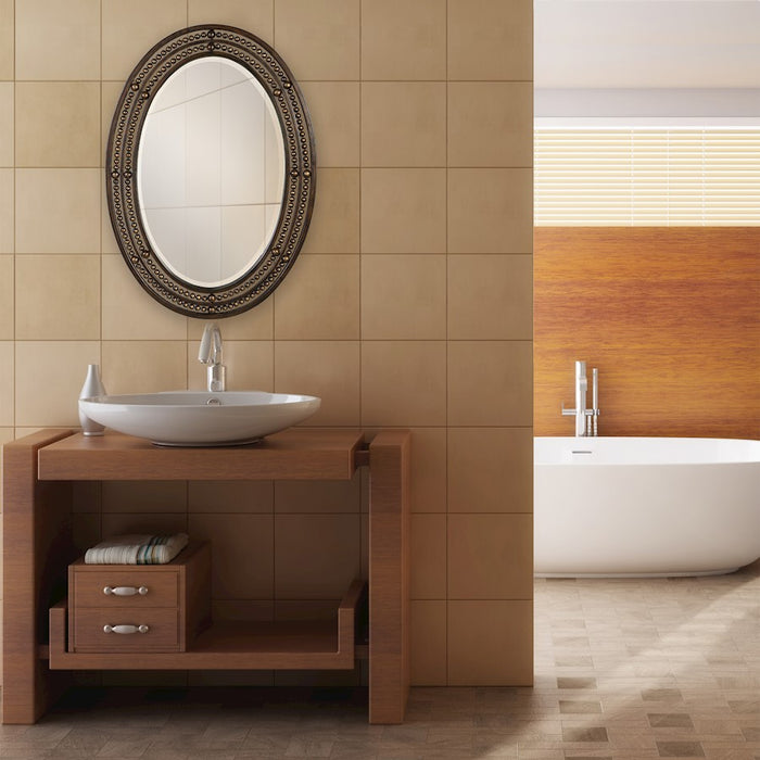 Haus Appeal Danbury 34x24in Wall Mirror | Distressed Oil Rubbed Bronze & Antique Gold Metal | 1in Bevel, Hangs Vertically or Horizontally | Model W00470