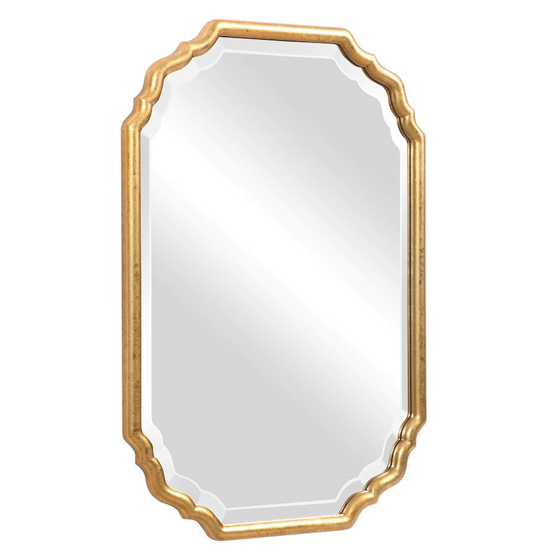 Haus Appeal Amesbury 32x22in Mirror | Lightly Antiqued Gold Leaf | Entryway & Bathroom Wall Mirror | 1.25in Bevel, Vertical/Horizontal Mount | Model W00483