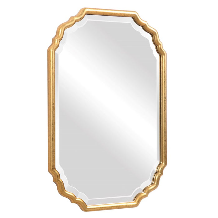 Haus Appeal Amesbury 32x22in Mirror | Lightly Antiqued Gold Leaf | Entryway & Bathroom Wall Mirror | 1.25in Bevel, Vertical/Horizontal Mount | Model W00483
