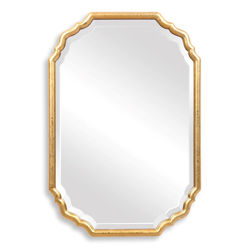 Haus Appeal Amesbury 32x22in Mirror | Lightly Antiqued Gold Leaf | Entryway & Bathroom Wall Mirror | 1.25in Bevel, Vertical/Horizontal Mount | Model W00483