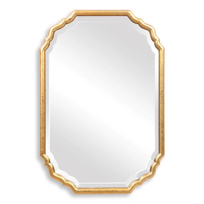 Haus Appeal Amesbury 32x22in Mirror | Lightly Antiqued Gold Leaf | Entryway & Bathroom Wall Mirror | 1.25in Bevel, Vertical/Horizontal Mount | Model W00483