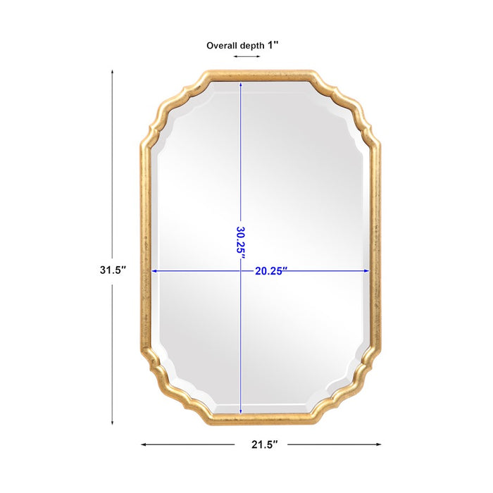 Haus Appeal Amesbury 32x22in Mirror | Lightly Antiqued Gold Leaf | Entryway & Bathroom Wall Mirror | 1.25in Bevel, Vertical/Horizontal Mount | Model W00483