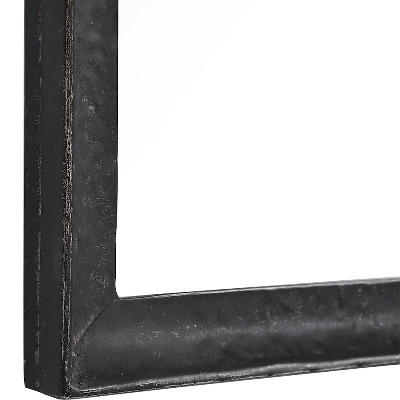 Haus Appeal Burlington 23.5 x 39.75 Wall Mirror | Hammered Black Metal with Rub Through Revealing Silver Metal | Entryway & Living Room | Model W00486