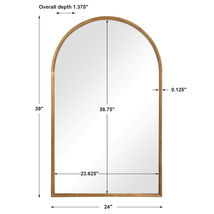 Haus Appeal Onnice 39x24in Arch Mirror | Antiqued Gold Leaf Iron Frame | Entryway & Powder Room Wall Mirror | 24 x 39 x 24 x 1.4 in | Model W00487
