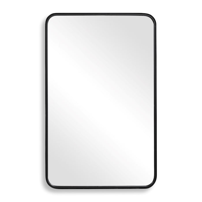 Haus Appeal Urbandique 38x24in Mirror | Contemporary Satin Black Iron & Glass | Entryway & Bedroom Accent | Rounded Corners | Model W00488