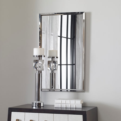 Haus Appeal Designs Founder 30x18in Wall Mirror | Stainless Steel Frame | Entryway & Bathroom Accent | 30 x 18 x 0.91 in, Vertical Mount | Model W00493