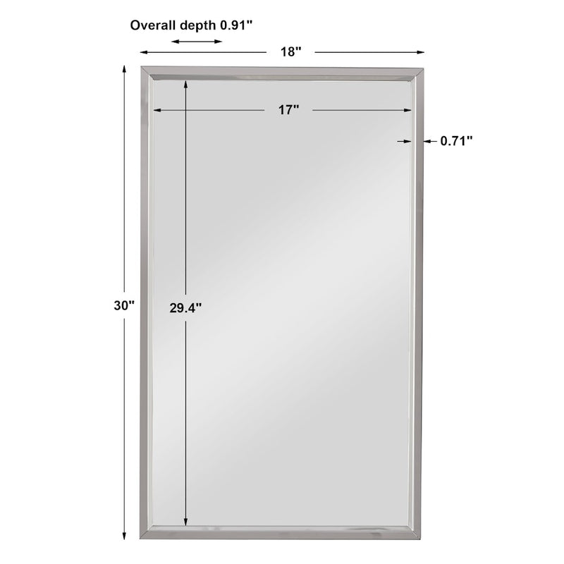 Haus Appeal Designs Founder 30x18in Wall Mirror | Stainless Steel Frame | Entryway & Bathroom Accent | 30 x 18 x 0.91 in, Vertical Mount | Model W00493