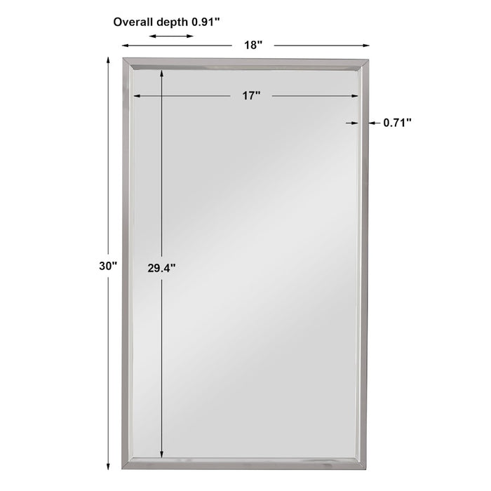 Haus Appeal Designs Founder 30x18in Wall Mirror | Stainless Steel Frame | Entryway & Bathroom Accent | 30 x 18 x 0.91 in, Vertical Mount | Model W00493