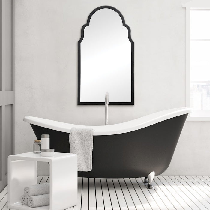 Haus Appeal Hadley 37x21in Arch Top Wall Mirror | Satin Black Iron Frame | Entryway & Bathroom Accent | 21 x 37 x 0.88 in, Vertical Mount | Model W00494
