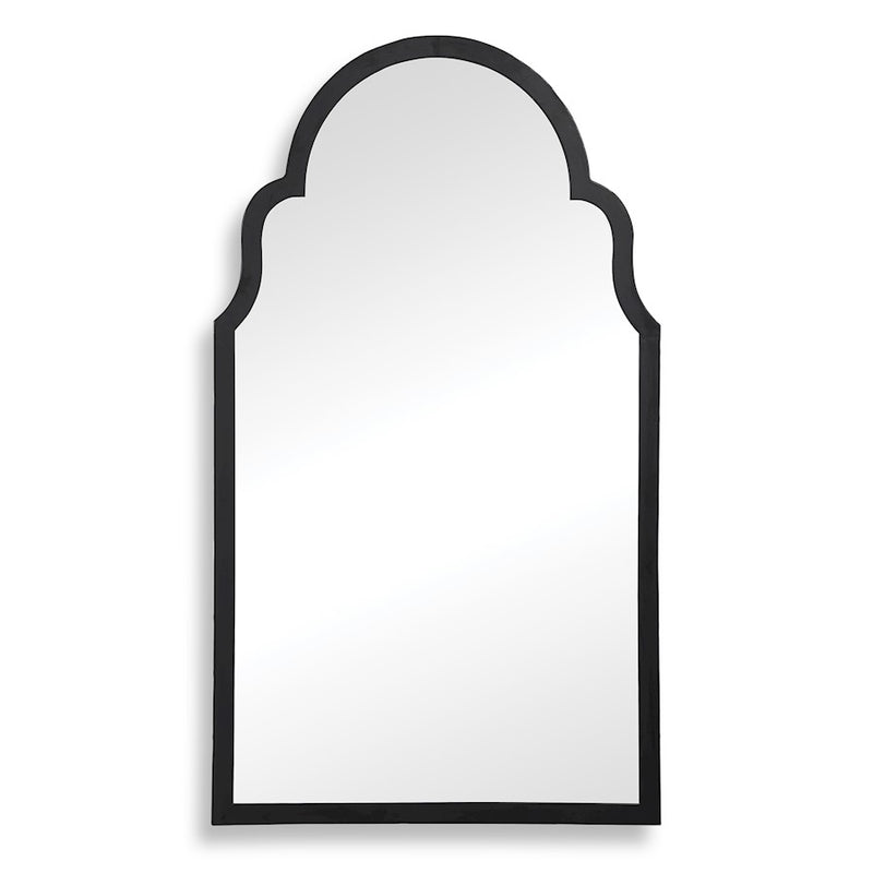 Haus Appeal Hadley 37x21in Arch Top Wall Mirror | Satin Black Iron Frame | Entryway & Bathroom Accent | 21 x 37 x 0.88 in, Vertical Mount | Model W00494