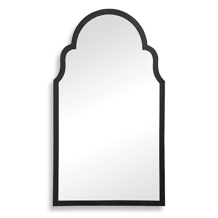 Haus Appeal Hadley 37x21in Arch Top Wall Mirror | Satin Black Iron Frame | Entryway & Bathroom Accent | 21 x 37 x 0.88 in, Vertical Mount | Model W00494