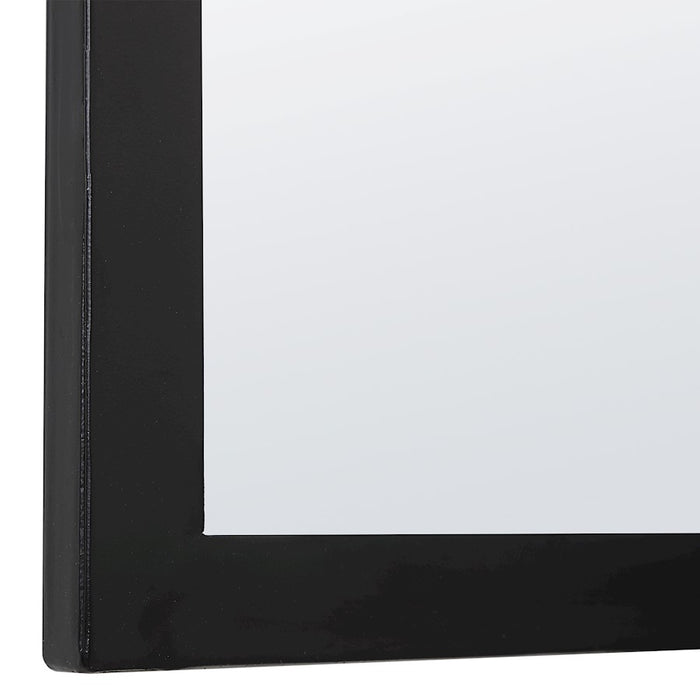 Haus Appeal Hadley 37x21in Arch Top Wall Mirror | Satin Black Iron Frame | Entryway & Bathroom Accent | 21 x 37 x 0.88 in, Vertical Mount | Model W00494