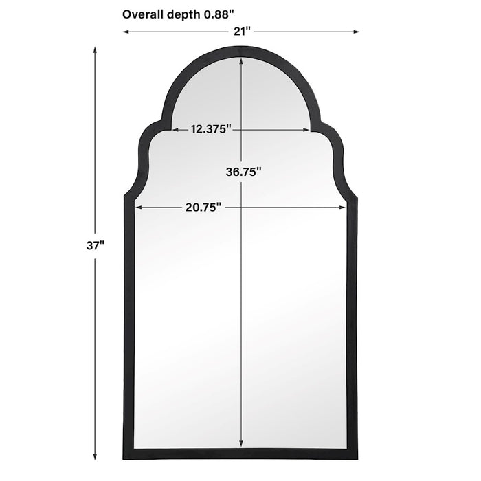 Haus Appeal Hadley 37x21in Arch Top Wall Mirror | Satin Black Iron Frame | Entryway & Bathroom Accent | 21 x 37 x 0.88 in, Vertical Mount | Model W00494