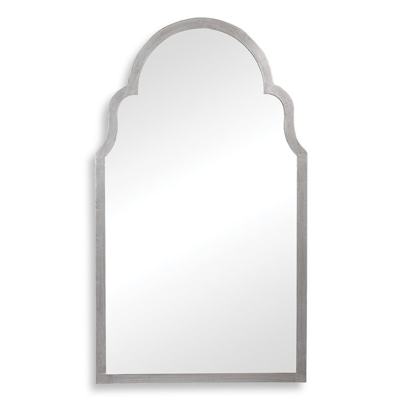 Haus Appeal Mercer 37x21in Arch Wall Mirror | Silver Leaf Iron Arch Frame | Entryway & Powder Room Accent | 37 x 21 x 0.88 in | Model W00495