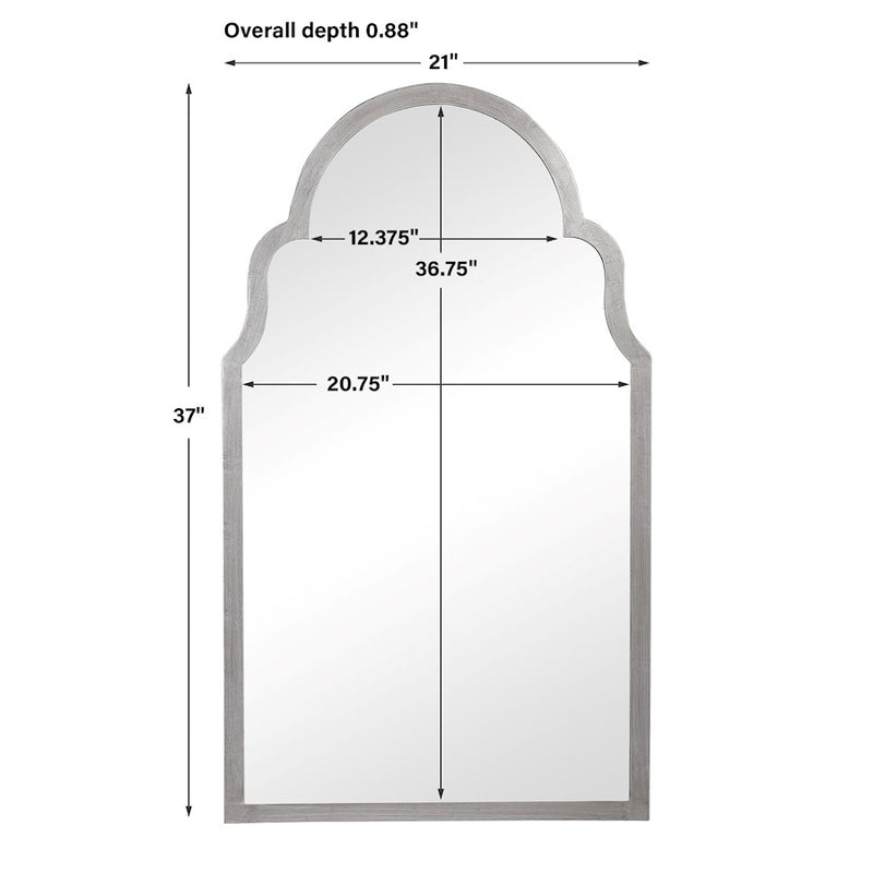 Haus Appeal Mercer 37x21in Arch Wall Mirror | Silver Leaf Iron Arch Frame | Entryway & Powder Room Accent | 37 x 21 x 0.88 in | Model W00495