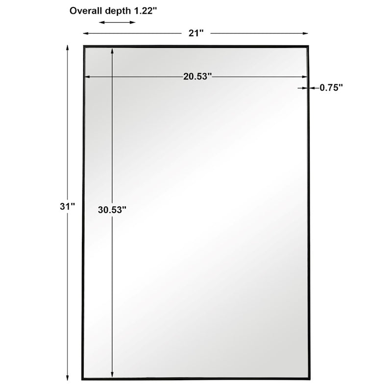Haus Appeal Charles River 31x21in Mirror | Black Polystyrene Frame | Bathroom & Entryway Wall Mirror | 31 x 21 x 1.22 in | Model W00498