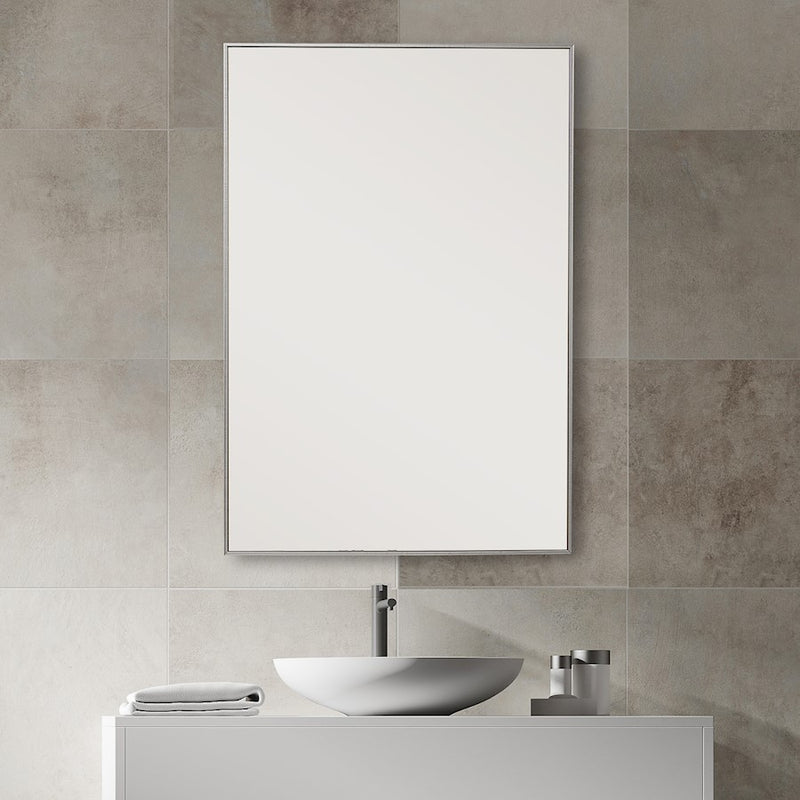 Haus Appeal Sawyer 31x21in Wall Mirror | Thin Silver Polystyrene Frame | Entryway & Bathroom Accent | Hang Vertical or Horizontal | Model W00501