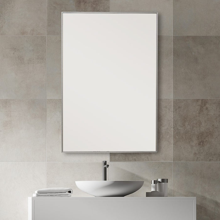 Haus Appeal Sawyer 31x21in Wall Mirror | Thin Silver Polystyrene Frame | Entryway & Bathroom Accent | Hang Vertical or Horizontal | Model W00501