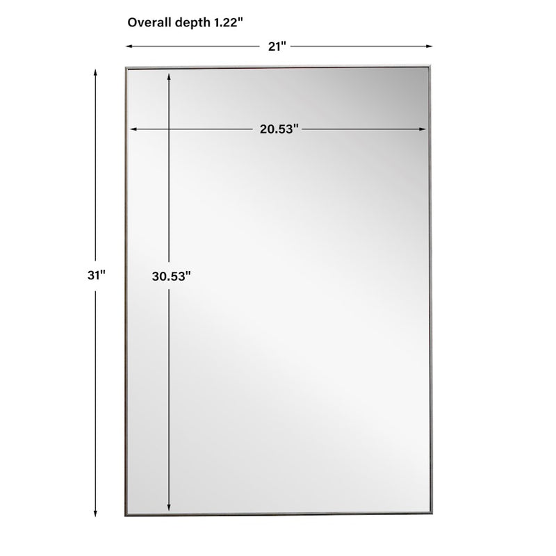 Haus Appeal Sawyer 31x21in Wall Mirror | Thin Silver Polystyrene Frame | Entryway & Bathroom Accent | Hang Vertical or Horizontal | Model W00501