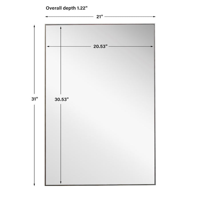 Haus Appeal Sawyer 31x21in Wall Mirror | Thin Silver Polystyrene Frame | Entryway & Bathroom Accent | Hang Vertical or Horizontal | Model W00501