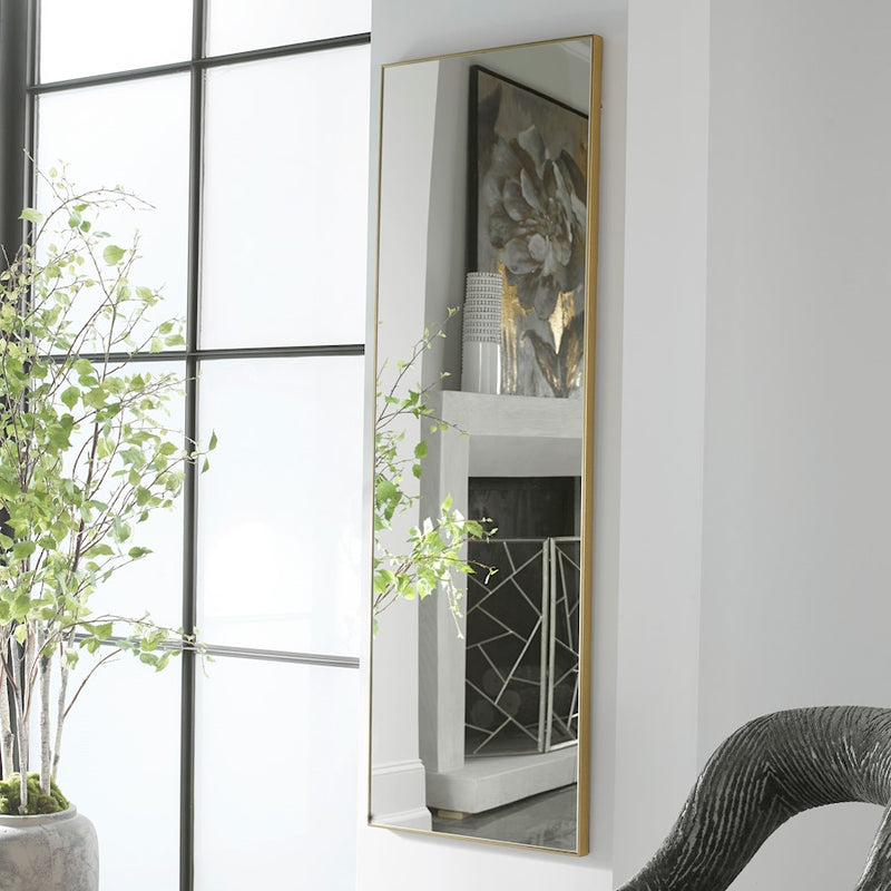 Haus Appeal Auburn 60x20in Rectangular Wall Mirror | Gold Metal Frame | Entryway & Living Room Accent | Vertical or Horizontal Mount | Model W00504