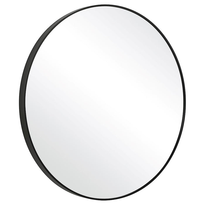 Haus Appeal Julius 34in Round Wall Mirror | Satin Black Aluminum Frame | Entryway & Bathroom Accent | 34 x 34 x 1.5 in | Model W00505