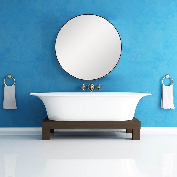 Haus Appeal Julius 34in Round Wall Mirror | Satin Black Aluminum Frame | Entryway & Bathroom Accent | 34 x 34 x 1.5 in | Model W00505