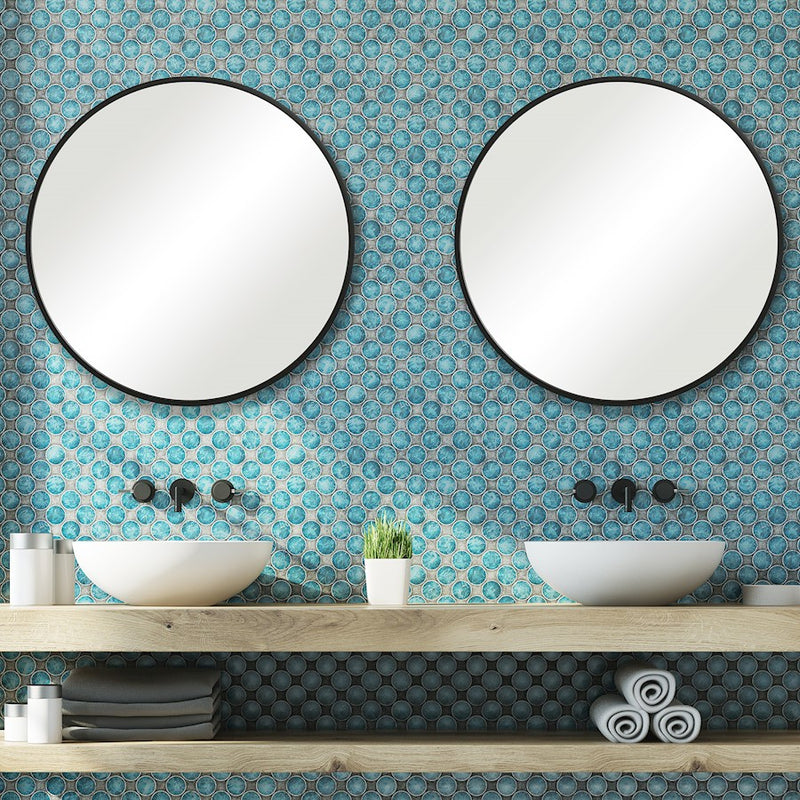 Haus Appeal Dean 37in Round Wall Mirror | Modern Matte Black Frame | Entryway & Powder Room Accent | 37 x 37 x 0.75 in | Model W00508
