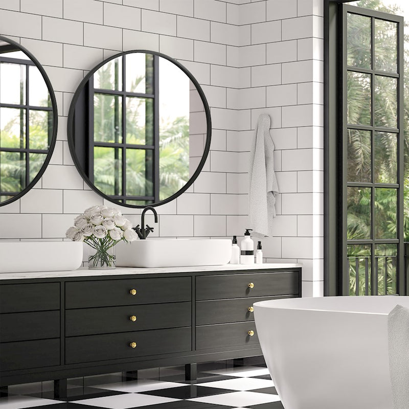 Haus Appeal Dean 37in Round Wall Mirror | Modern Matte Black Frame | Entryway & Powder Room Accent | 37 x 37 x 0.75 in | Model W00508