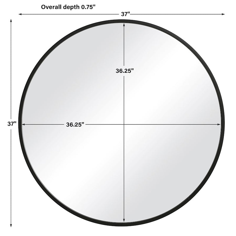 Haus Appeal Dean 37in Round Wall Mirror | Modern Matte Black Frame | Entryway & Powder Room Accent | 37 x 37 x 0.75 in | Model W00508