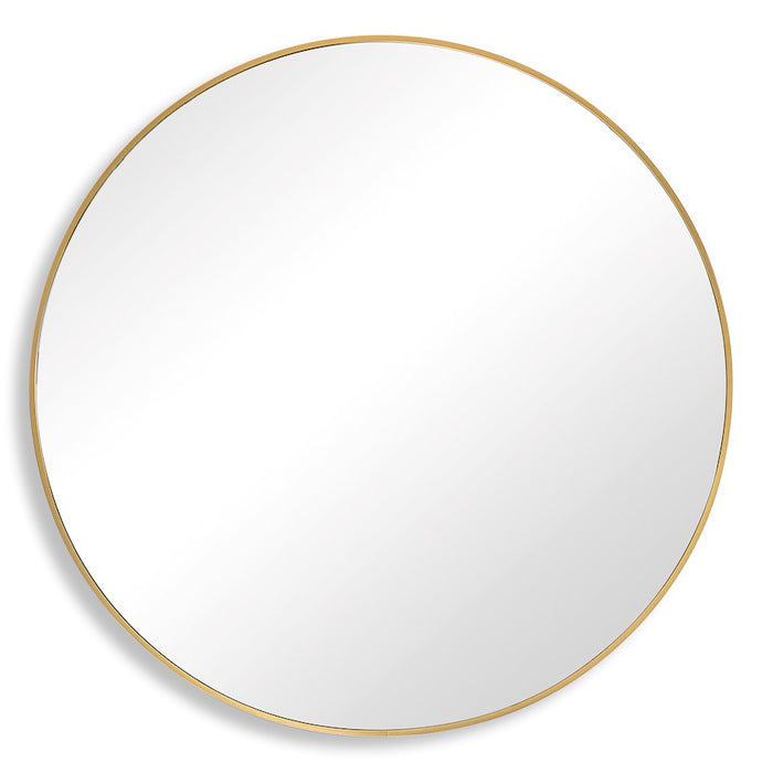 Haus Appeal Tatia 34in Round Wall Mirror | Brushed Gold Aluminum Frame | Foyer & Bathroom Accent Mirror | 34 x 34 x 1.5 in, Plain Mirror | Model W00512