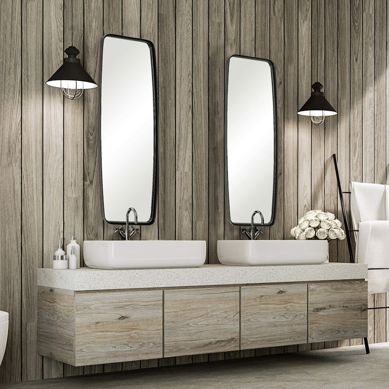 Haus Appeal Abigail 60x21in Wall Mirror | Matte Black Iron Frame | Entryway & Hallway Accent Mirror | 2 x 21 x 59 in, Vertical Mount | Model W00516