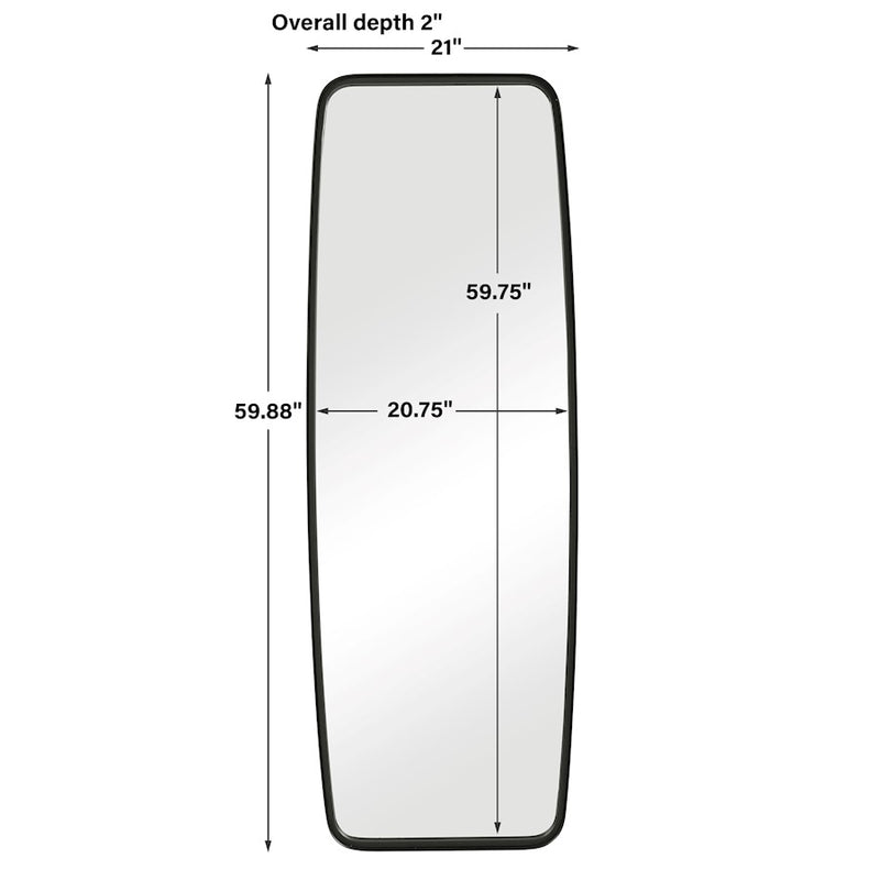 Haus Appeal Abigail 60x21in Wall Mirror | Matte Black Iron Frame | Entryway & Hallway Accent Mirror | 2 x 21 x 59 in, Vertical Mount | Model W00516