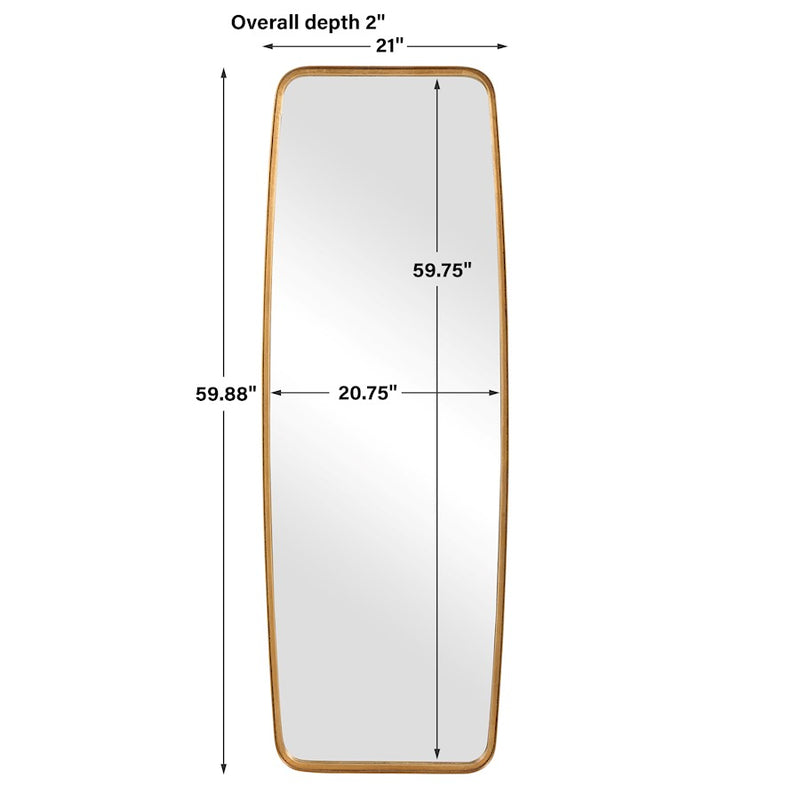 Haus Appeal Debut 60x21in Mirror | Gold Leaf Metal Frame | Entryway & Living Room Accent Mirror | 60 x 21 x 2 in, Vertical Mount | Model W00517