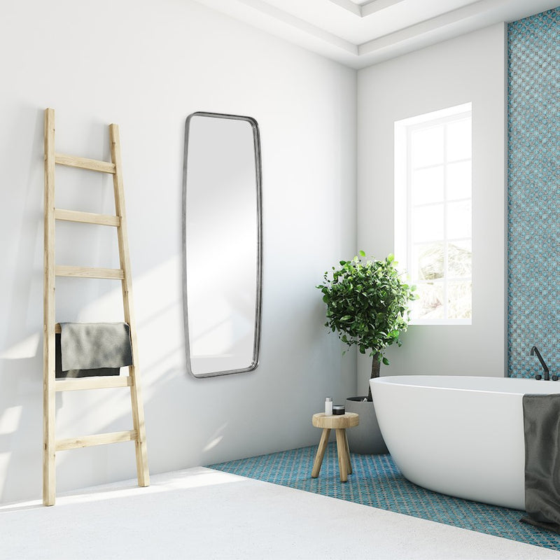 Haus Appeal Effie 60x21in Mirror | Silver Leaf Iron Frame | Full-Length Dressing & Entryway Mirror | 60 x 21 x 2 in, Vertical Mount | Model W00518