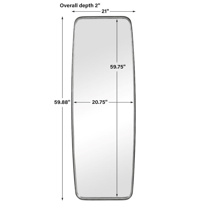 Haus Appeal Effie 60x21in Mirror | Silver Leaf Iron Frame | Full-Length Dressing & Entryway Mirror | 60 x 21 x 2 in, Vertical Mount | Model W00518