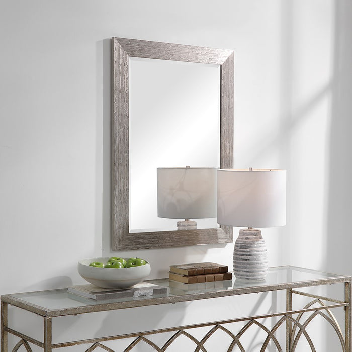 Haus Appeal Duncan 36x26in Wall Mirror | Silver-Tone PS Moulding Frame | Entryway & Powder Room Accent | 26 x 36 x 0.75 in | Model W00520