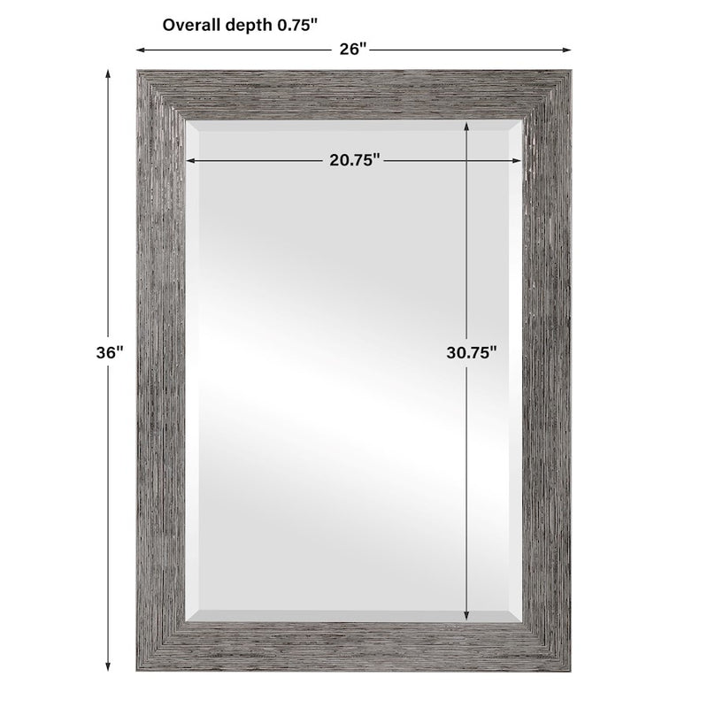 Haus Appeal Duncan 36x26in Wall Mirror | Silver-Tone PS Moulding Frame | Entryway & Powder Room Accent | 26 x 36 x 0.75 in | Model W00520