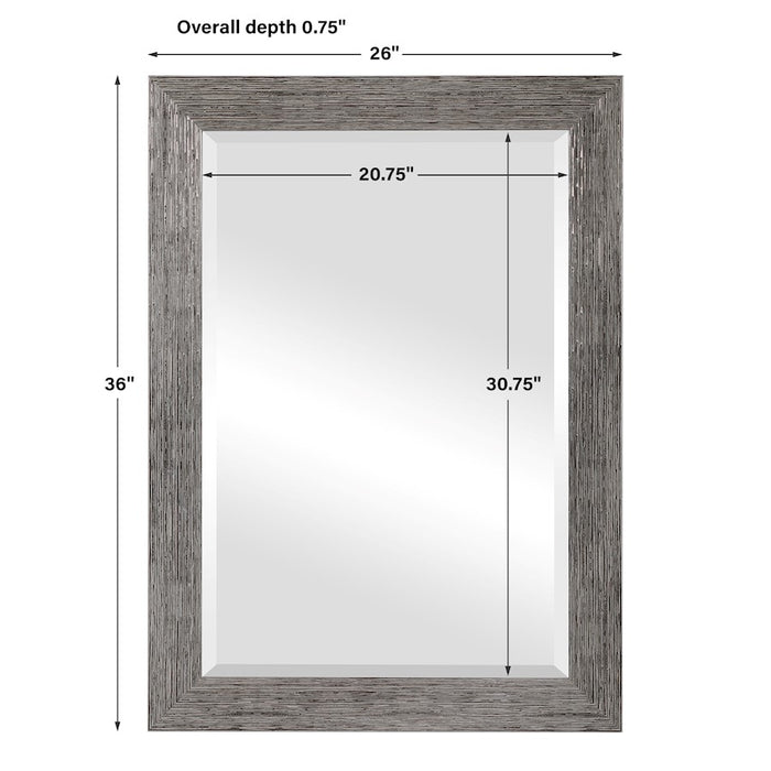 Haus Appeal Duncan 36x26in Wall Mirror | Silver-Tone PS Moulding Frame | Entryway & Powder Room Accent | 26 x 36 x 0.75 in | Model W00520