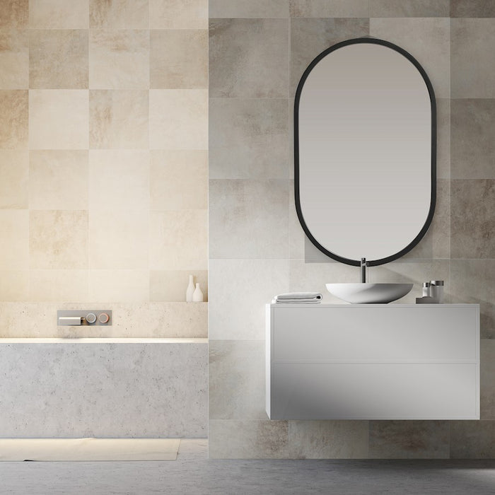 Haus Appeal McBride 32x20" Mirror | Modern Matte Black Engineered Polymer | Entryway & Bathroom Mirror | 20in x 32in, 0.75in Depth | Model W00523