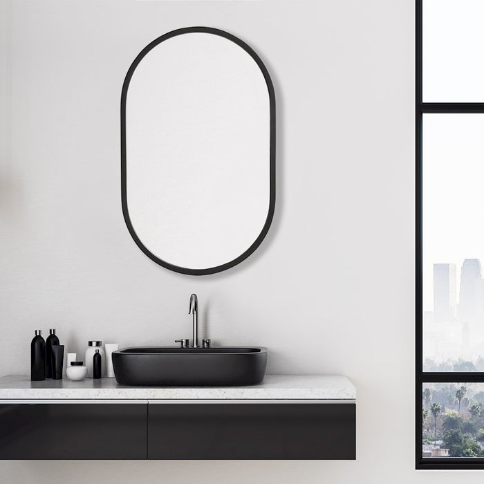 Haus Appeal McBride 32x20" Mirror | Modern Matte Black Engineered Polymer | Entryway & Bathroom Mirror | 20in x 32in, 0.75in Depth | Model W00523