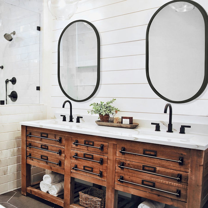 Haus Appeal McBride 32x20" Mirror | Modern Matte Black Engineered Polymer | Entryway & Bathroom Mirror | 20in x 32in, 0.75in Depth | Model W00523