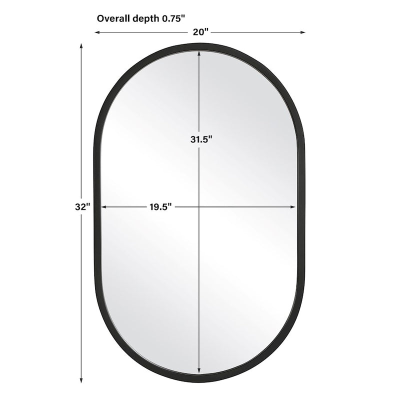 Haus Appeal McBride 32x20" Mirror | Modern Matte Black Engineered Polymer | Entryway & Bathroom Mirror | 20in x 32in, 0.75in Depth | Model W00523